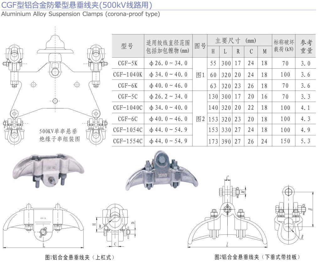 CGF型鋁合金防暈型懸垂線(xiàn)夾（500kv...
