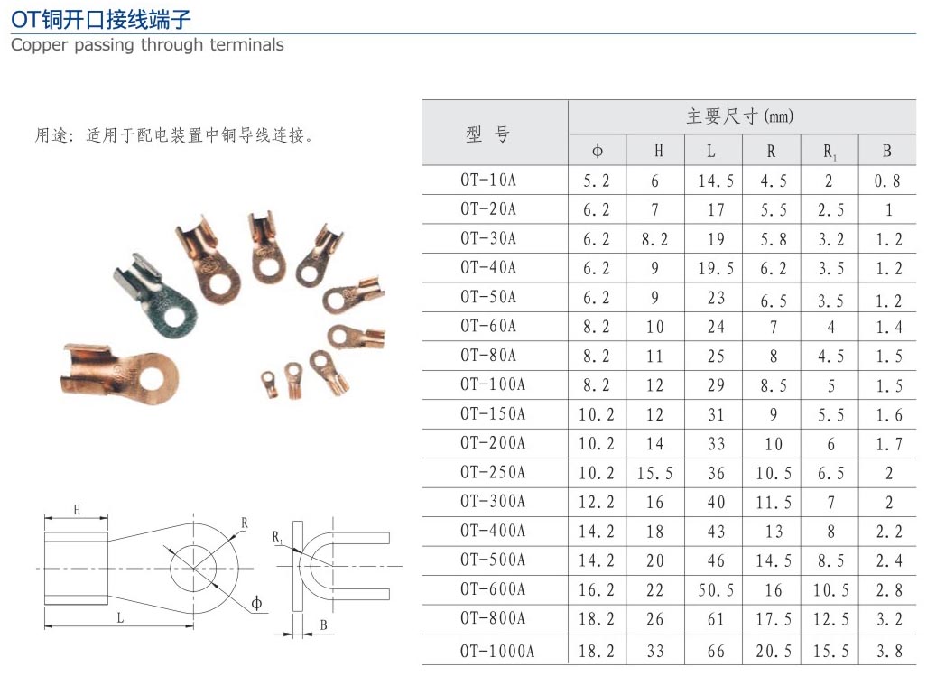 OT銅開口接線端子