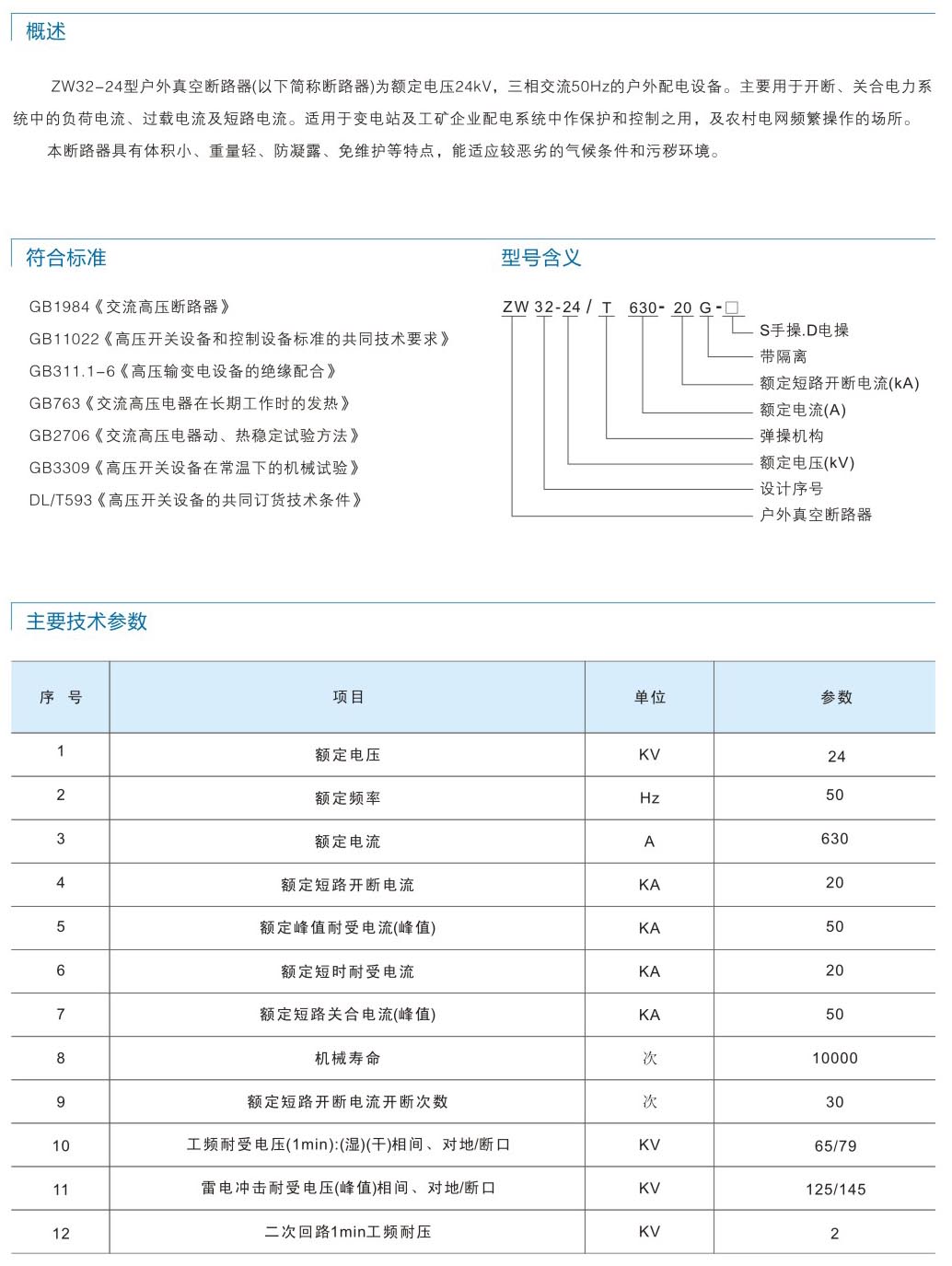 ZW32-24戶外高壓真空斷路器
